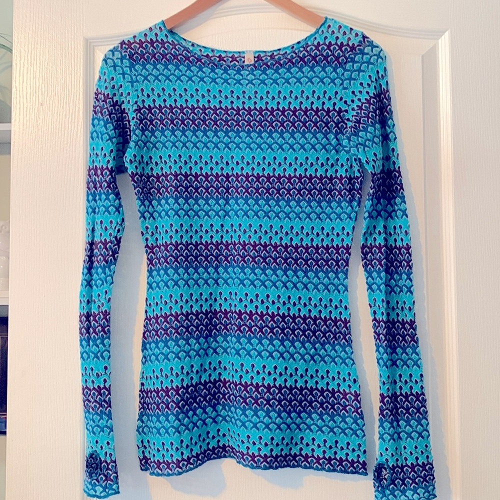 Moving Comfort Turquoise and Purple Long Sleeve Top
